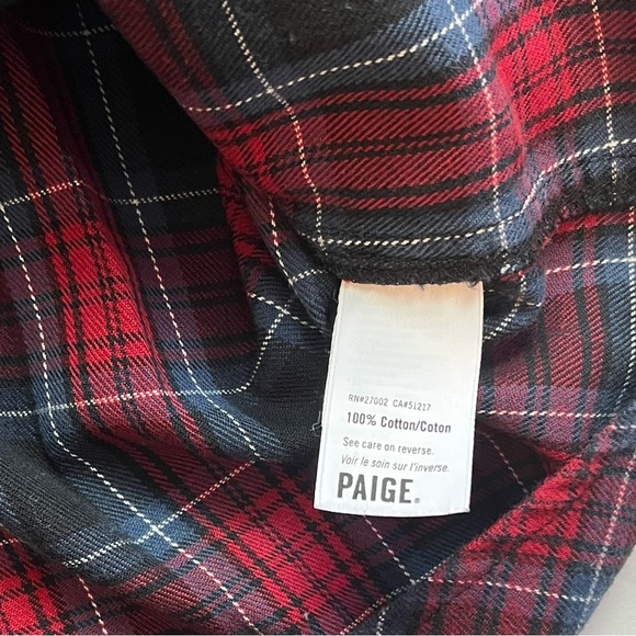 Paige Women’s Red Blue Plaid Flannel Button Down Top Size S Small - Picture 3 of 3